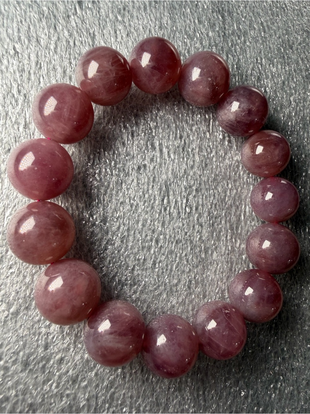 Gorgeous 13MM Lavender Rose Quartz Natural Crystal Bracelet
